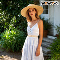 WOWOGO Women Straw Woven Rattan Stretch Belt Boho Beige Waist up to 33" Size by Deal US