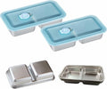 LIGIDAR Reusable Snack Containers 2pcs Stainless Steel Double Compartment by Deal US