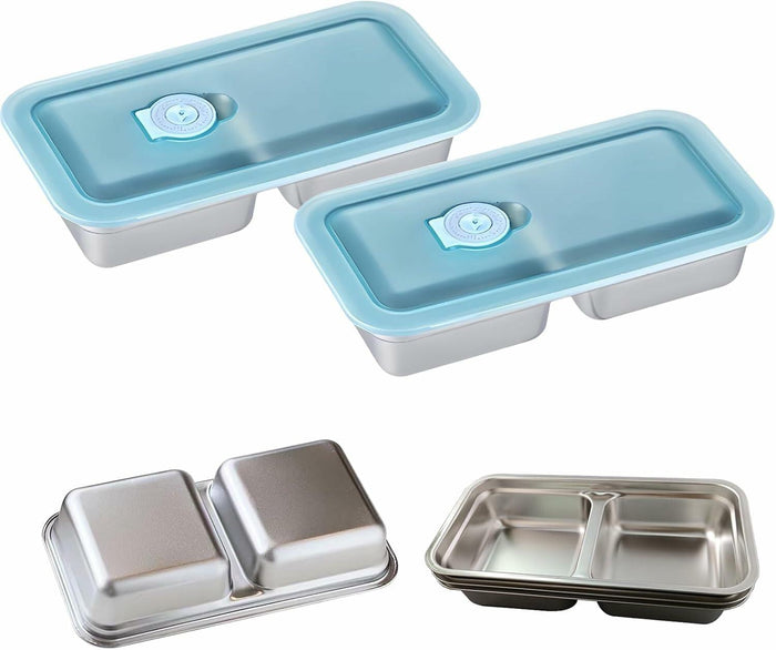 LIGIDAR Reusable Snack Containers 2pcs Stainless Steel Double Compartment by Deal US
