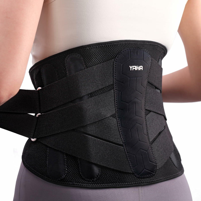YAHA Back Brace Lower Back Support with Lumbar Pad 5 Stays Black Size XXL by Deal US