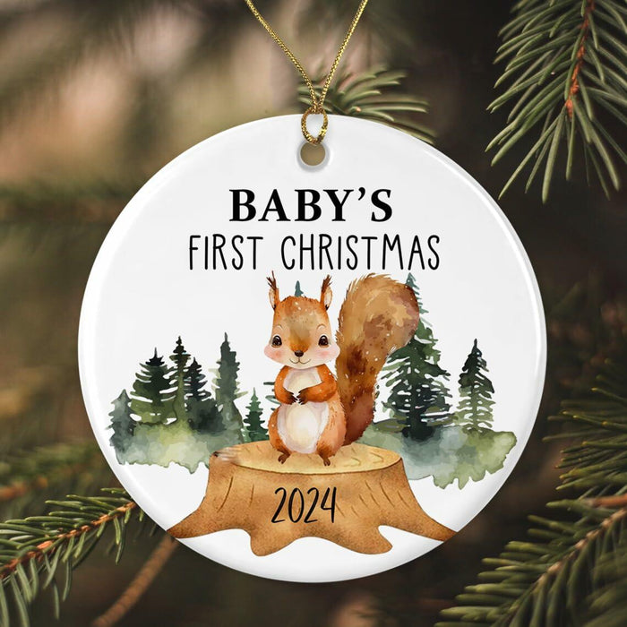 AnhTram97 Squirrel Christmas Ornament 9" White Ceramic Woodland Decor by Deal US