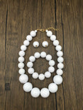 JHWZAIY White Acrylic Beaded Necklace Chunky Statement 02 Set by Deal US
