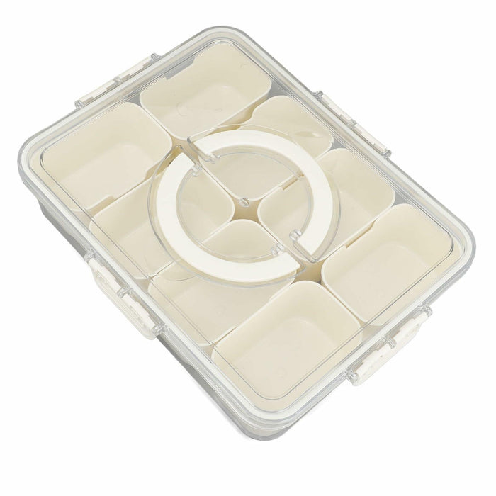 SIXRUN Condiment Serving Tray 8 Compartments Plastic Small White by Deal US