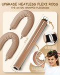 Overnight Heatless Hair Curlers Satin Velvet No Heat Jumbo Rods 3pcs Khaki by Deal US