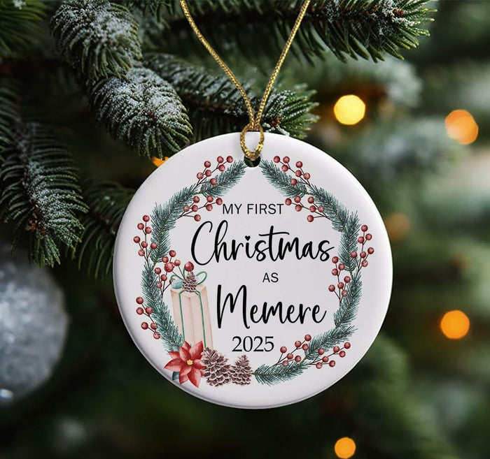 [Like New] AnhTram97 My First Christmas As Memere 2025 Ornament White Ceramic Both Sides by Deal US