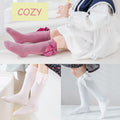Marchare Baby Girls Knee High Socks Cotton 2 Pack Grey Light Pink 3-5T by Deal US