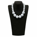 JHWZAIY White Acrylic Beaded Necklace Chunky Statement 02 Set by Deal US