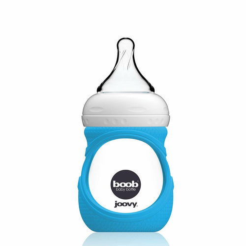 Joovy Boob Silicone Sleeve Blue Fits 5 Ounce Glass Baby Bottle by Deal US