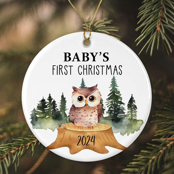 AnhTram97 Owl Baby's First Christmas Ornament Ceramic White Both Sides by Deal US