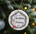 AnhTram97 My First Christmas As Mommy 2025 Ornament Ceramic White Both Sides by Deal US