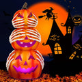 Axcoix Halloween Resin Stacked Pumpkin Decor Light Up Jack O Lantern Orange by Deal US