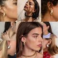 FACOKO Sterling Silver Chunky Teardrop Hoop Earrings Hypoallergenic Silver by Deal US