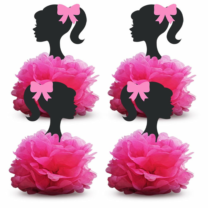 VeSidyHelo Party Centerpieces Girl Theme Glitter Pearls 3D Paper Flowers 4pcs by Deal US
