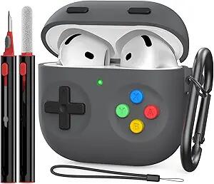 OFELUMTIZE AirPods 4th Gen Case Cover Dark Grey Silicone Game Console by Deal US