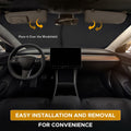 EcoNour Tesla Model 3/Y Windshield Sun Shade Foldable Silver UV Protection by Deal US