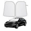 EcoNour Tesla Model 3/Y Windshield Sun Shade Foldable Silver UV Protection by Deal US