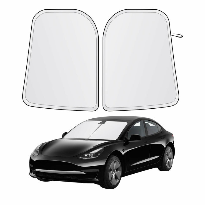 EcoNour Tesla Model 3/Y Windshield Sun Shade Foldable Silver UV Protection by Deal US