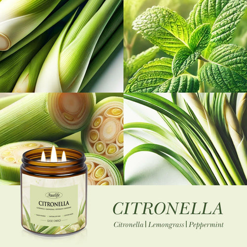 Auelife 12oz Citronella Candle 3 Wick Soy Wax Long Lasting Outdoor Indoor by Deal US