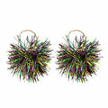 CHUU YUNG Colorful Mardi Gras Carnival Tassel Acrylic Heart Hoop Earrings Style by Deal US