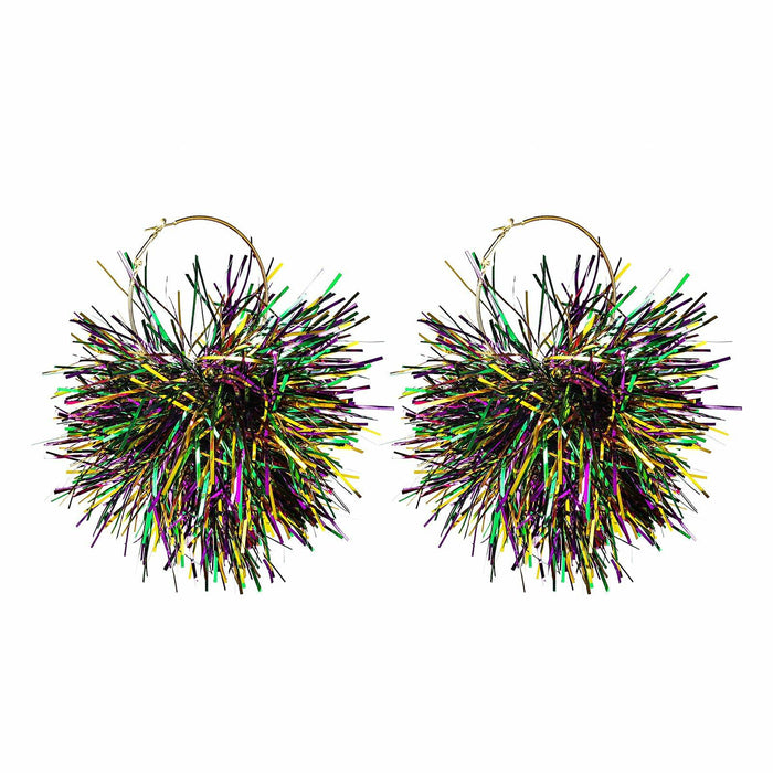 CHUU YUNG Colorful Mardi Gras Carnival Tassel Acrylic Heart Hoop Earrings Style by Deal US