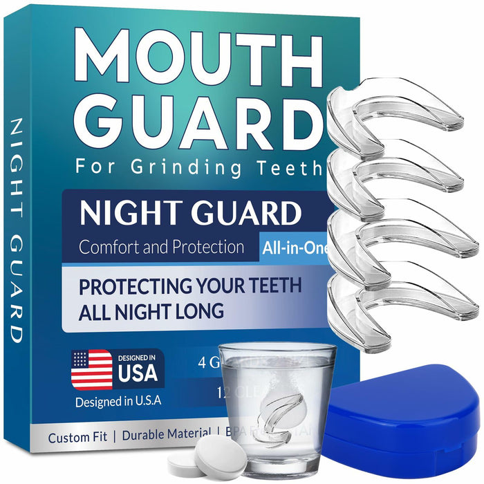 Stafenit Mouth Guard Teeth Protection Sports Clear EVA + 24 Cleaning Tablets by Deal US