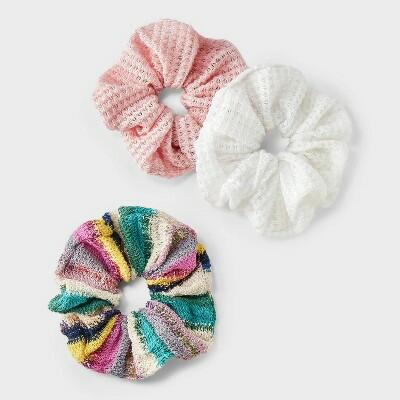 Wild Fable Knit Jumbo Hair Twister Set 3pc White Light Pink by Deal US