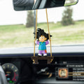 GONIAOCON Car Swing Ornament Purple Stainless Steel Rear View Mirror Decor by Deal US
