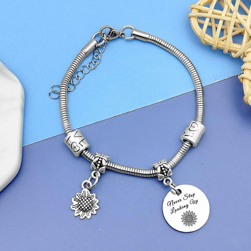 DlaeKua Silver Inspirational Bracelets for Women Motivational Quotes Gift by Deal US