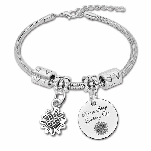 DlaeKua Silver Inspirational Bracelets for Women Motivational Quotes Gift by Deal US