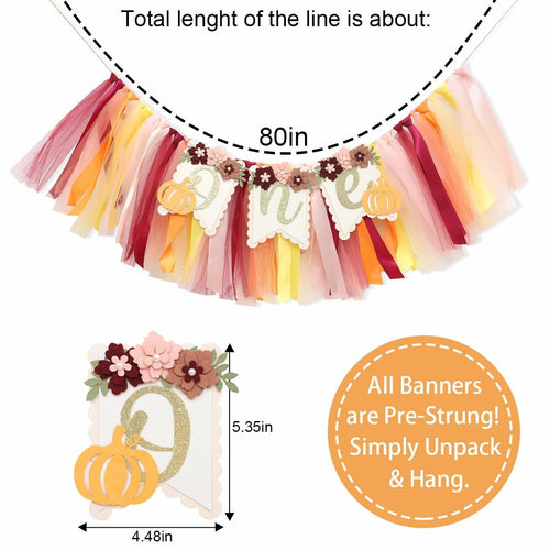 TUTOTU Our Little Pumpkin 1st One High Chair Banner Yellow Autumn Fall by Deal US