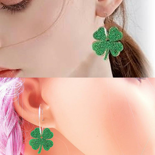 YYKITCHEN St Patrick's Day Shamrock Sunglasses Headband Earrings Green Acrylic by Deal US