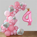 hzqruqh 40 Inch Crown Pink Number 4 Foil Mylar Balloon Baby Pink by Deal US