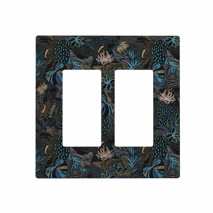 Thsanju Morris Tropical Leaf Double Rocker 2 Gang Switch Cover Dark Green Blue by Deal US