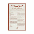 I LOVE YOU Taylor Swift Lyrics Poster Canvas Wall Art 12x18in 30x45cm by Deal US