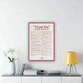 I LOVE YOU Lyrics Canvas Poster 12x18 Bedroom Wall Art Unframed Decor by Deal US
