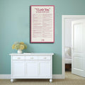 I LOVE YOU Lyrics Canvas Poster 12x18 Bedroom Wall Art Unframed Decor by Deal US