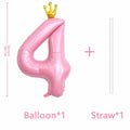 hzqruqh 40 Inch Crown Pink Number 4 Foil Mylar Balloon Baby Pink by Deal US