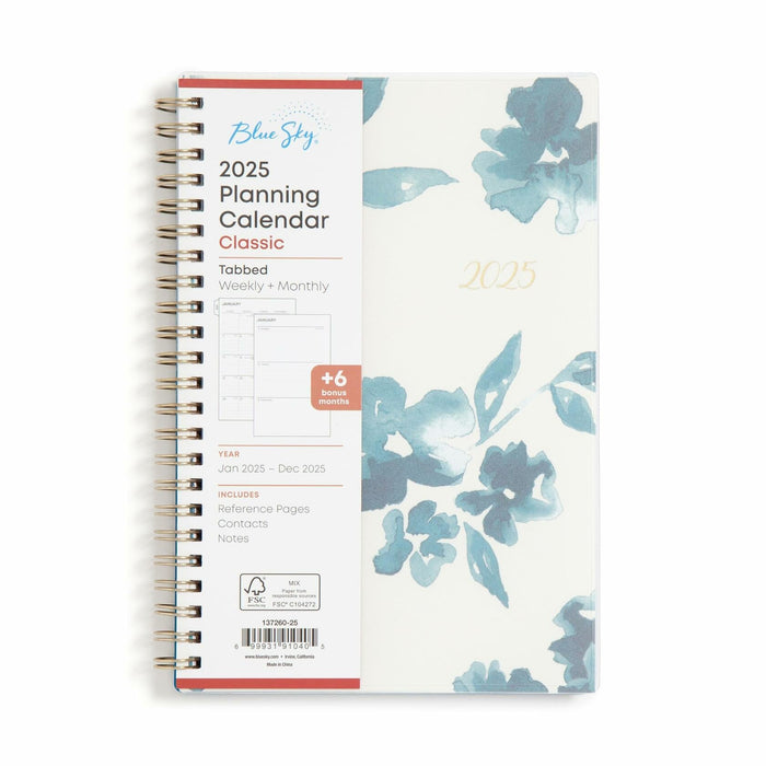 Blue Sky 2025 Weekly Monthly Planner 5x8 Wirebound Frosted Bakah Blue by Deal US