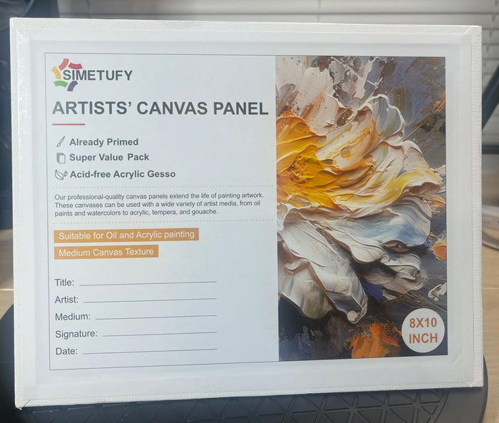 Simetufy Artists' Canvas Panel Oil Acrylic Painting 8x10in 12-Pack Primed Cotton by Deal US
