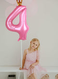 hzqruqh 40 Inch Crown Pink Number 4 Foil Mylar Balloon Baby Pink by Deal US