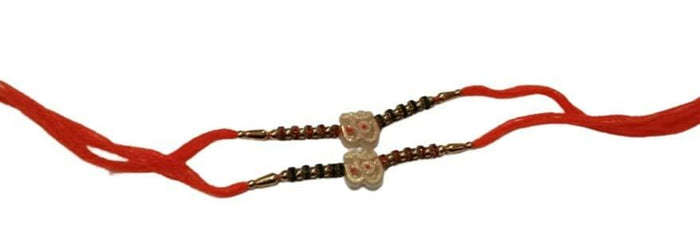 Raksha Bandhan Rakhi Set Kundan Bracelets for Brother & Bhabhi Red 2pcs by Deal US