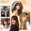 WZNBBOY Synthetic Clip in Bangs Hair Extensions Brown Black Wispy Fringe by Deal US