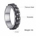 Udolfly Titanium Steel Womens Fidget Spinner Ring Silver Black Size 8 by Deal US