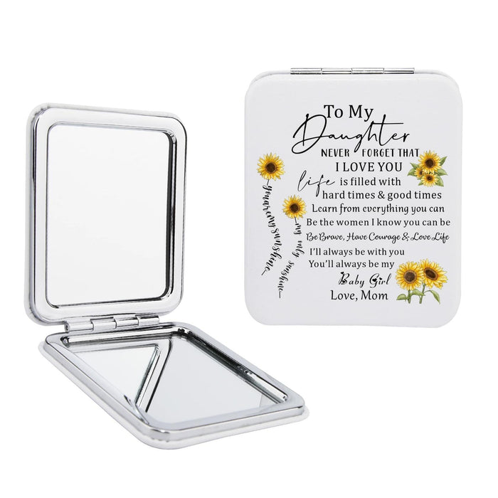 Gtizry To My Daughter PU Leather Compact Makeup Mirror Double-Sided Jz Color by Deal US