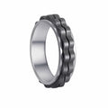 Udolfly Titanium Steel Womens Fidget Spinner Ring Silver Black Size 8 by Deal US