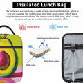 cromcu Avocado Insulated Lunch Box Pink Reusable Cooler 1.37L Polyester by Deal US