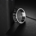 Udolfly Titanium Steel Womens Fidget Spinner Ring Silver Black Size 8 by Deal US