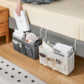 Berdeng Bedside Organizer Caddy 3 Pockets Mesh Side Pocket Gray 2 Pack by Deal US