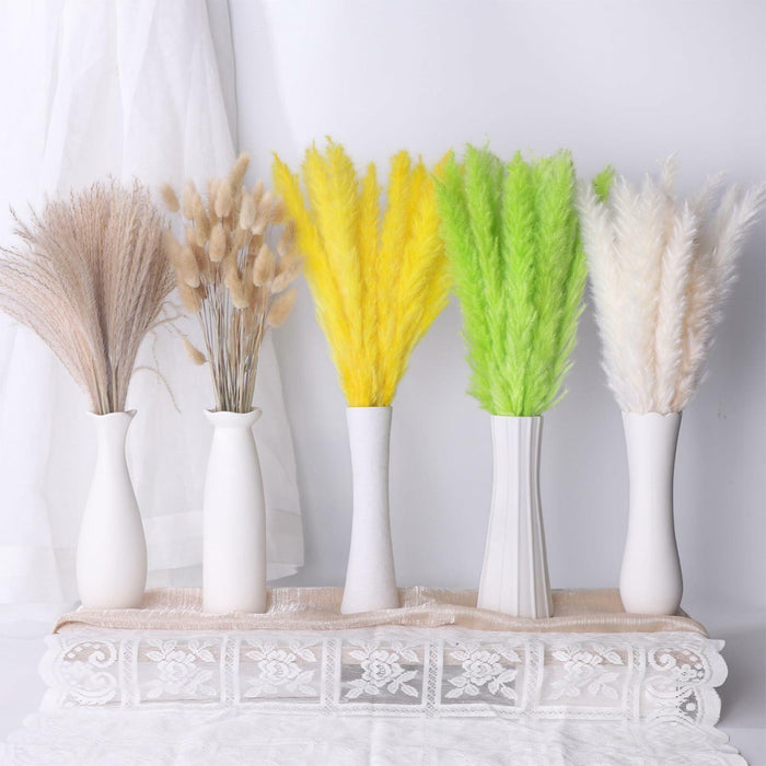 CeiooCei Colorful Pampas Grass Decor 17" White Yellow Light Green Dried by Deal US