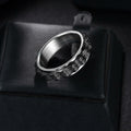 Udolfly Titanium Steel Womens Fidget Spinner Ring Silver Black Size 8 by Deal US